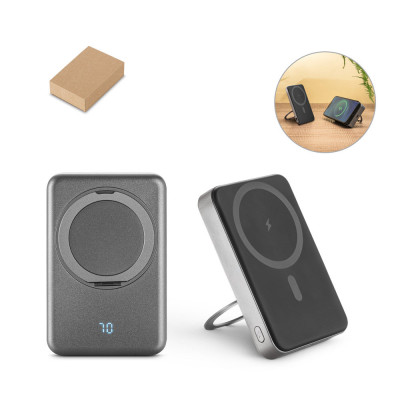 WARSHEL 10. Power bank magnética 10'000 mAh com carregador wireless super rápido 15W em ABS reciclado (100 rABS) com suporte